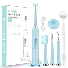 Plaque Remover for Teeth, Dental Cleaning Kit Tartar Remover for Teeth with LED Light & 5 Modes, Rechargeable Dental Cleaner,Portable Sonic Tartar Plaque Stain Remover,Ultrasonic Teeth Cleaner, Blue
