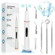 Plaque Remover for Teeth, Electric Tooth Cleaner Tartar Remover for Teeth with LED Light, 5 Modes Rechargeable Teeth Cleaning Kit with Dental Tools, 2 Replaceable Heads