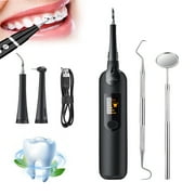 Plaque Remover for Teeth, Tooth Scraper Polisher Ultrasonic Tooth Cleaner Dental Tartar Calculus Remover with LED Display Teeth Cleaning Kit Safe for Adult Kids Black