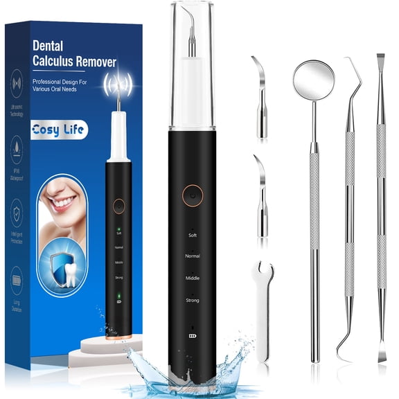 Plaque Remover For Teeth ,Ultrasonic Tartar Remover Cleaning Kit For Teeth, Safe For Sensitive Gums Dental, Calculus Remover Teeth Cleaning Kit 4 Adjustable Cleaning With Replaceable Heads, IPX6 Wate