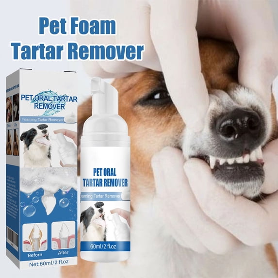 Plaque Remover for Teeth Dog, Dog Breath Spray, 60Ml Foaming Pump, Dog Freshener Spray, Oral Hygiene Support, Adult Puppy Use, White Packaging, 1 Pc