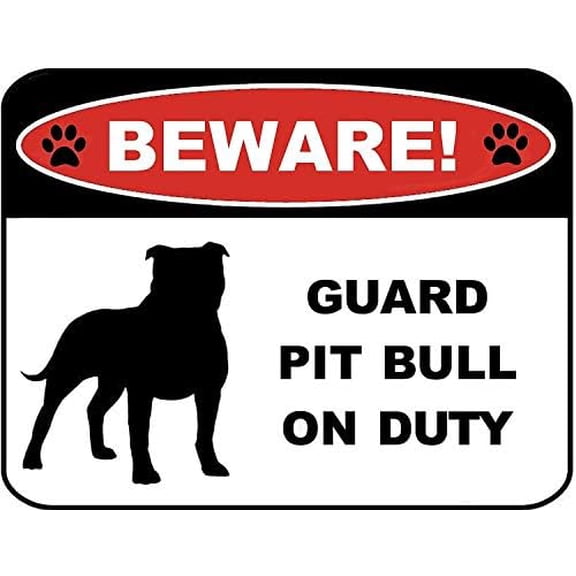 Plaque Wall Decor Beware Guard Pitbull Sign Metal Tin Sign 12" x 8" Yard Signs