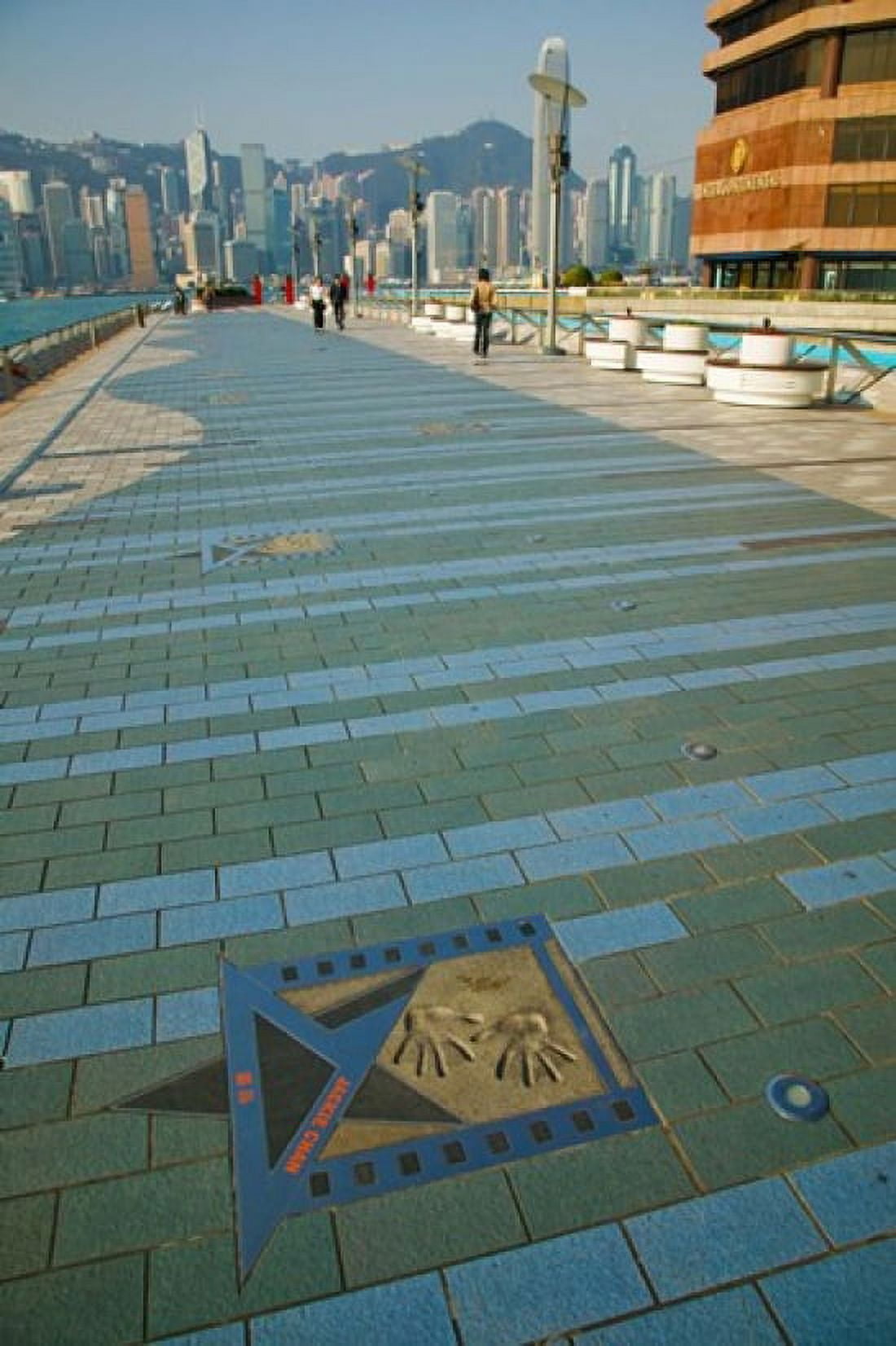 Plaque and Handprints of Jackie Chan Avenue Of The Stars Victoria Harbour Kowloon Hong Kong China Canvas Art - Panoramic Images (24 x 36)
