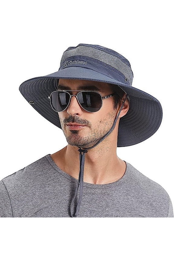 Mens Sun Fashing Hat, 3.5” Wide Brim Cools Super Wide Brim Sun Hat for Fishing, Hiking