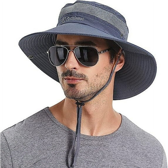 Plarmod Mens Sun Fashing Hat, 3.5” Wide Brim Cools Super Wide Brim Sun Hat for Fishing, Hiking