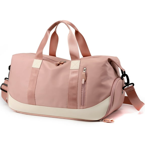 PlasMaller Travel Duffel Bags, Gym Bags For Men And Women Overnight Bag With Wet Pocket & Shoes Compartment, Pink