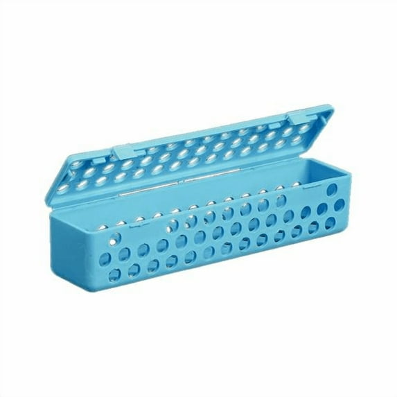 Plasdent 203SC-2 Instrument Steri Container Blue 8" x 1.75" Snap Shut Hinged Lid