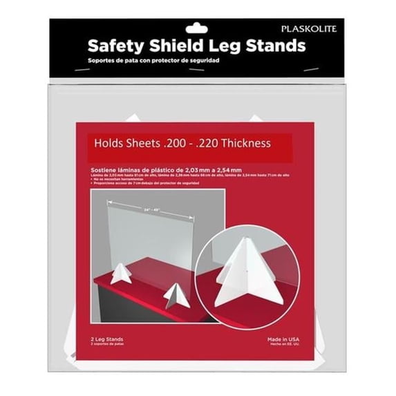 Plaskolite Thick Gauge Safety Shield Leg Stands - Pack of 12