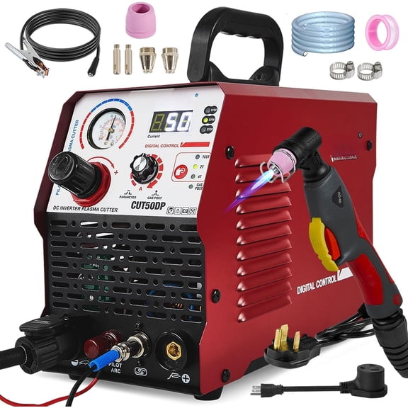 Plasma , Actual 50Amp Non-Touch  Arc Plasma  Machine, 5/8" Clean Cut 3/4" . Cut, Digital Control Plasma  Machine 110V/220V with 2T/4T, Gas Test and