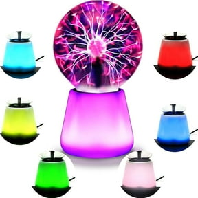 Plasma Ball Lamp, 3.5-Inch Interactive Touch Sensitive Lightning Sphere with 7-Color Changing Base, USB Powered Mood Lighting for Desk Decor, Science Educational Toy and Party Prop Gift