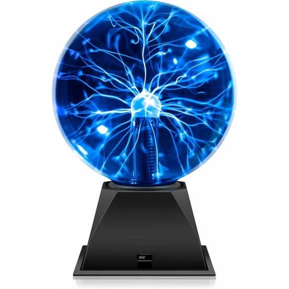 Plasma Ball Lamp 6 inch Science Toy Touch & Sound Sensitive Plasma Globe Extra Large Lightning Ball for Kid Teen Bedroom Decor Lamp Novelty Toy Present (Blue)