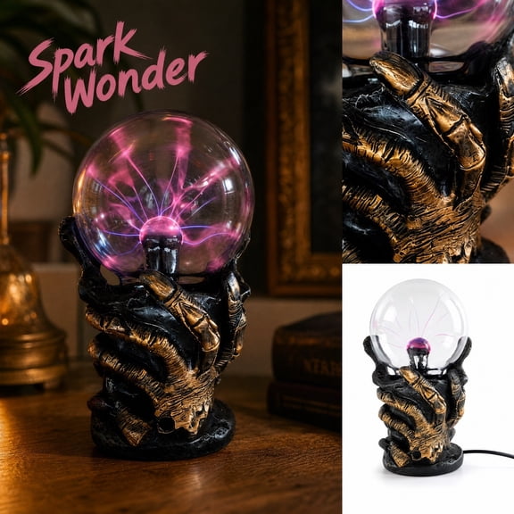 Plasma Ball, Static Electricity Sphere Light with Resin Base, Magic Touch Sensitive Desktop Ornament for Home Office Science Decor