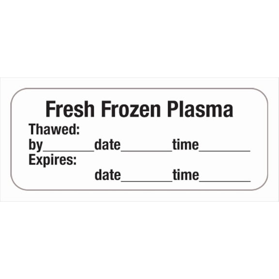 Plasma Blood Bank Labels, Thaw Date Time and Expiration Tracking, 1-7/8" x 3/4", White/Black, , 250 Stickers/Box for Hospital Lab Use