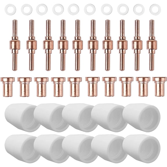 Plasma Cutter Consumables fits CUT40 CUT50 with Plasma Cutter Torch PT31 LG40 for RBC-4000/4500/5000D 40 PCS Nozzle Electrode Extended Long Tip Shroud Shield Cup