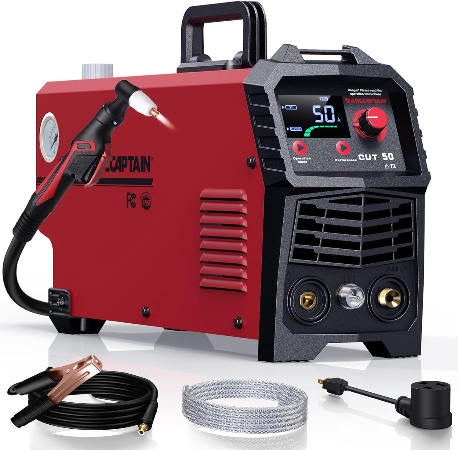Plasma Cutter, [Large LED Display] 50Amps Cutter Machine with 110/220V ...
