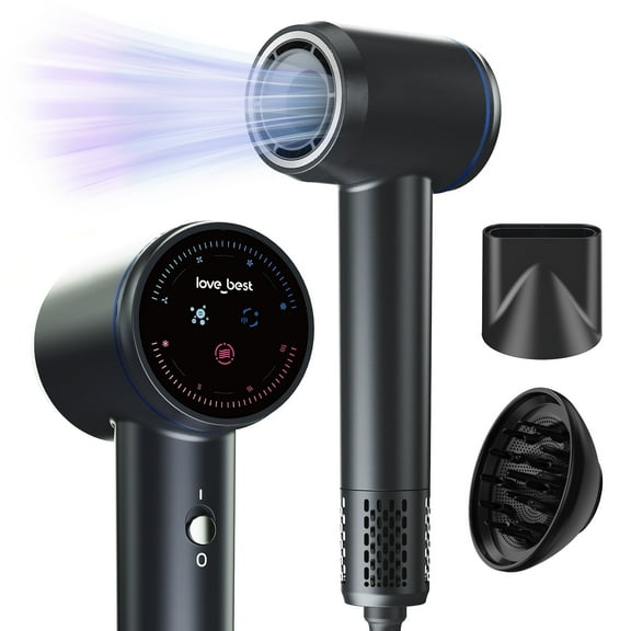Plasma Hair Dryer, Professional High-Speed Ionic Blow Dryer, 600 Million Negative Ions Hair Care, Fast Drying, Low Noise and Quiet, Travel Hair Dryer with Diffuser for Curly Hair Women, Men and Home
