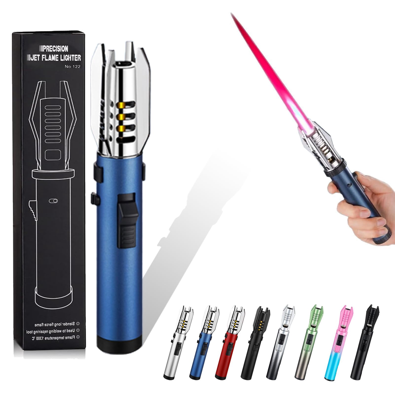 Plasma Lighter, Torch Lighter - Electric Adjustable Windproof Straight Flame with Safety Lock for Candles BBQ