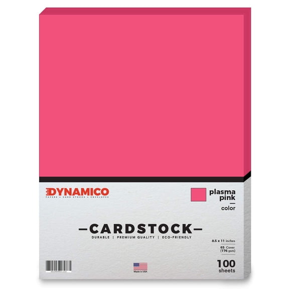 Plasma Pink Cardstock Paper  8 1/2 x 11" Medium weight 65 LB (175 gsm) Cover Card Stock - for Cards, Invitations, Brochure, Award, and Stationery Printing - 100 Sheets Per Pack