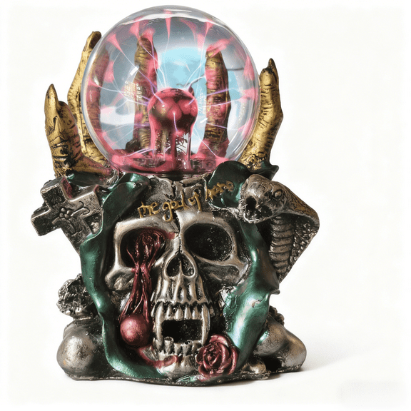 Plasma ball touch-sensitive night light, skull and snake design, USB powered decorative light, suitable for bedrooms, game rooms, bars and Halloween party decorations.