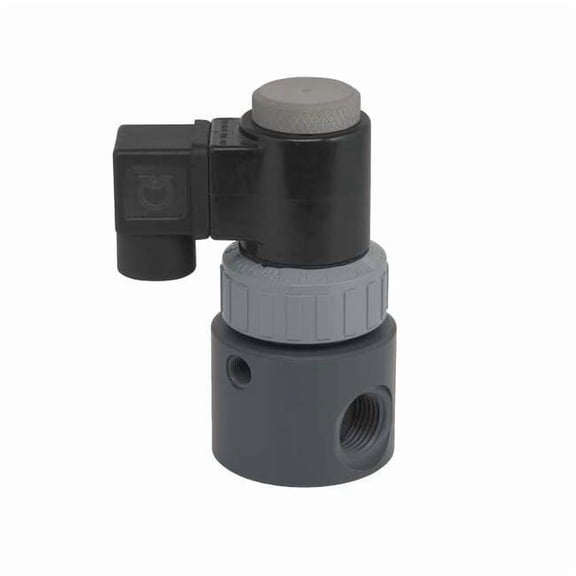 Plast-O-Matic Valve,PVC,2Way/2Position,Normally Closed EAST2V6W11-120/60-PV