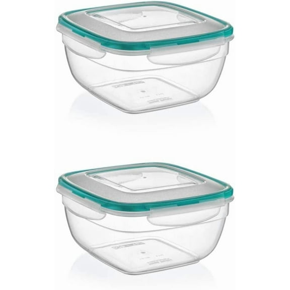 Plastart 1052 Square Set, Multi Piece Food Storage Container Set, 4-Cup, 2 Pack, Clear