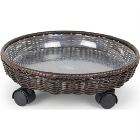 Plastec P56 CD414BN All Weather Wicker Plant Caddy, Brown