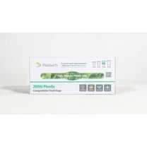 Plastech 55 Gallon Trash Bags, Star Bottom Design - ZERO Plastic, 100% Certified Home Compostable, Plant-Based, Green, 40 x 54 inches, 30 Count