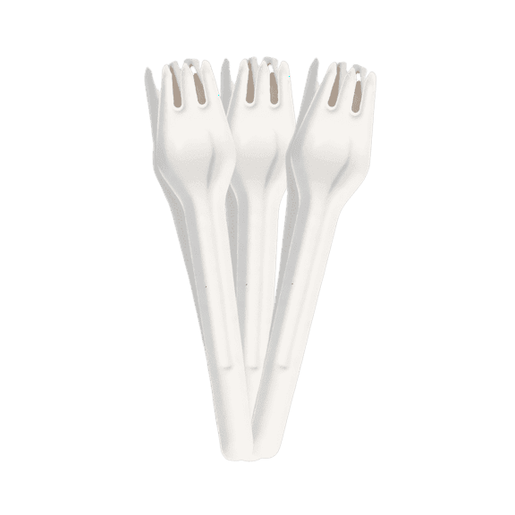 Plastech Bagasse Fork - NON Wrapped Bulk Pack, Plant-Based Disposable Utensils, 100% Certified Home Compostable, 6.5 inch, 1000 Count