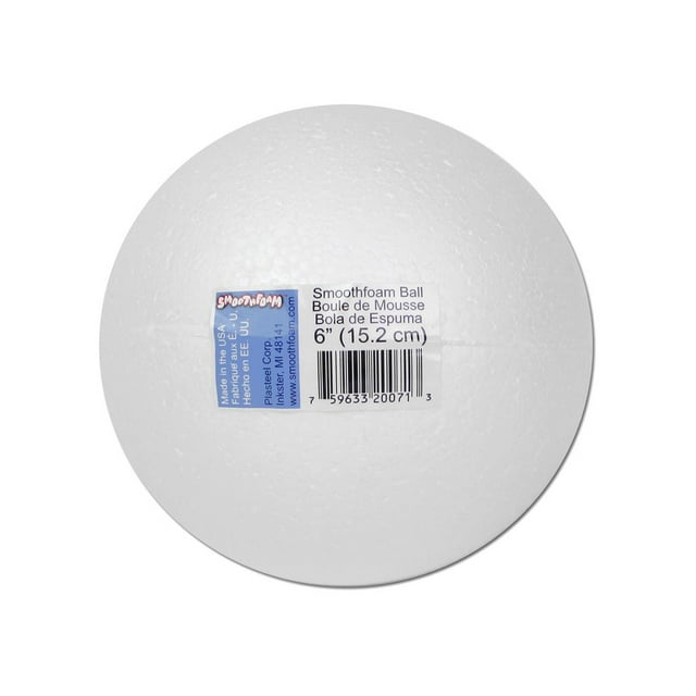Plasteel Smoothfoam Ball Pkg 6" White 1pc