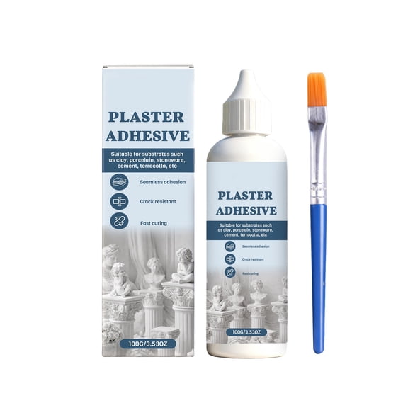 Plaster Adhesive Repair Glue with Brush, Fast Cracking Seamless Bonding Glue for Gypsum Sculpture Ceramic Terracotta Cement
