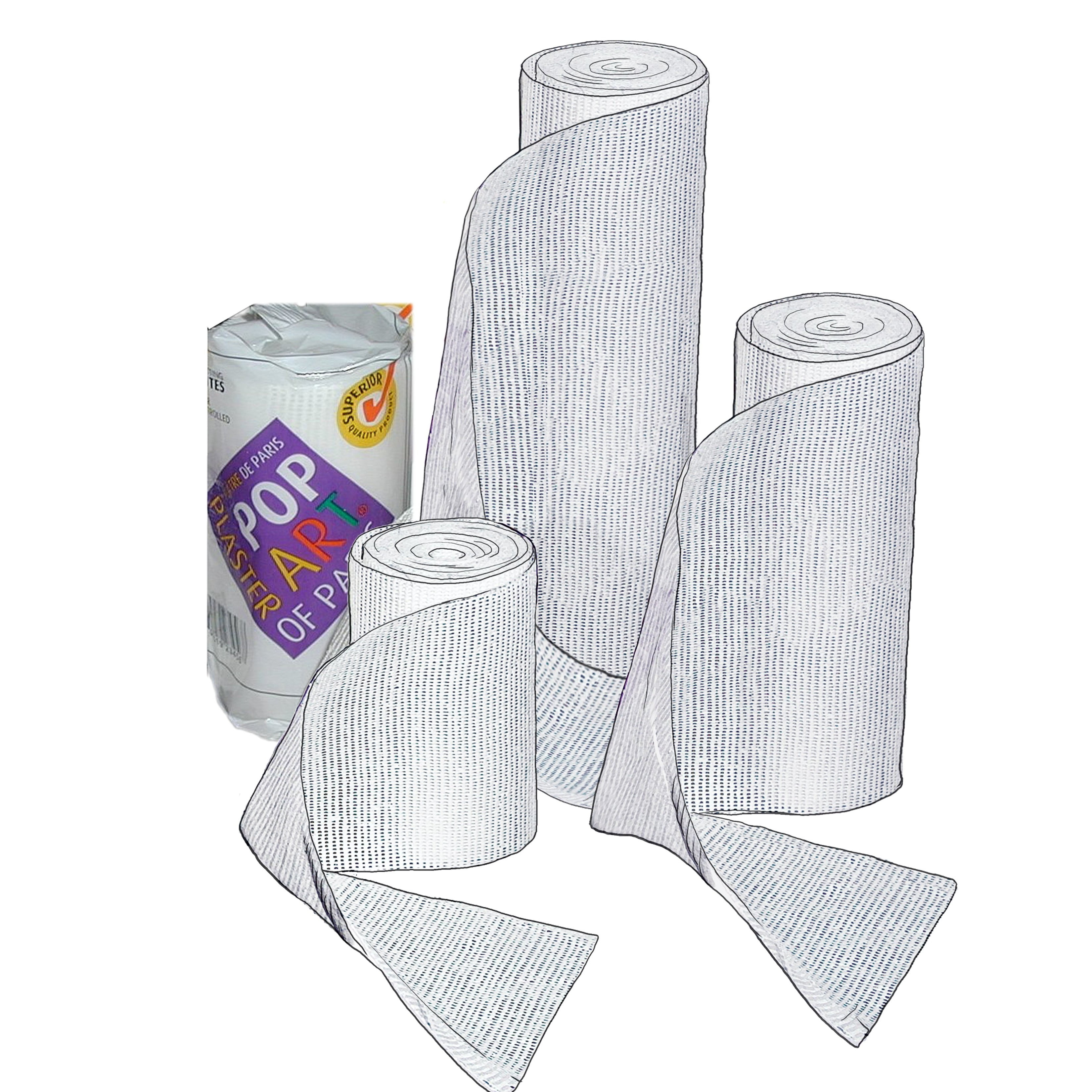 Plaster Bandages by PopArt  Brand - Creamy Smooth - 5-inches x 5 Yards - 6-Rolls
