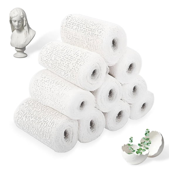 Plaster Cast Bandage Kit 10 Pack for Modelling, Modrock Plaster Bandage, 5cm X 2.7m Paper Mache for Modelling Moulds, Art Crafts, Body Casts Craft Projects and Mould and Casting (White)