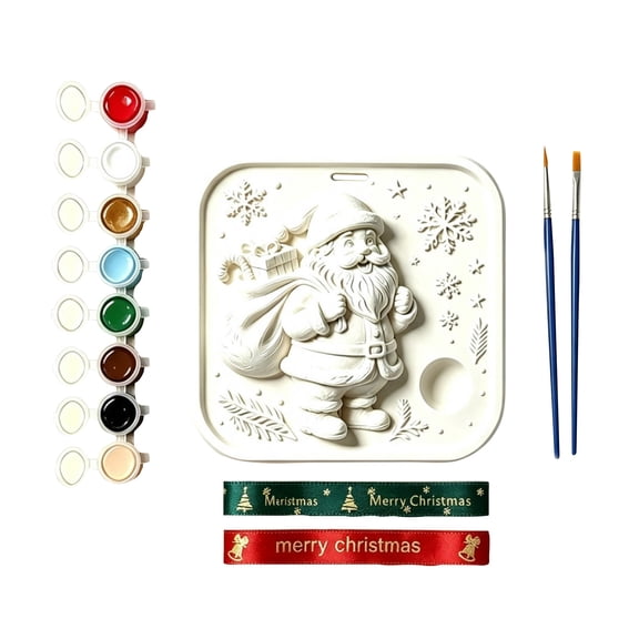 Plaster Craft Kit for Adults, 5.915.91 In DIY Santa Plaster Painting Pendant, Unfinished Gypsum Hanging Decor Set for Christmas Art Projects & Keepsake Making