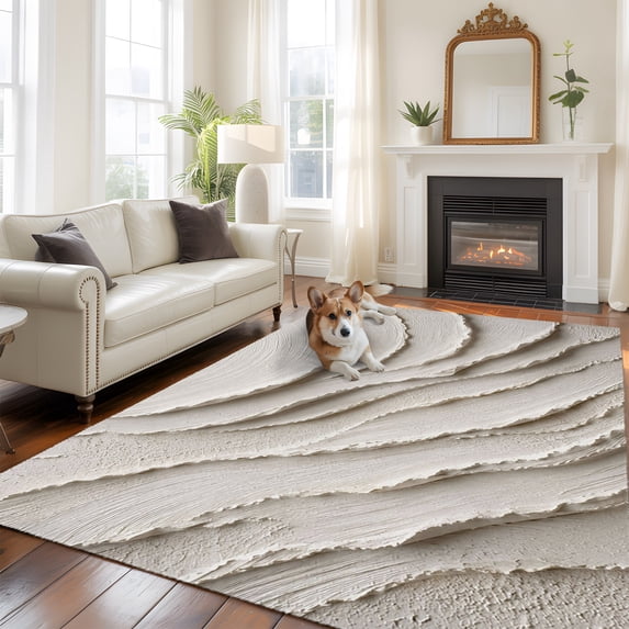 Plaster Relief Rectangle Area Rug 8x10ft Modern Minimalist Abstract Art ...