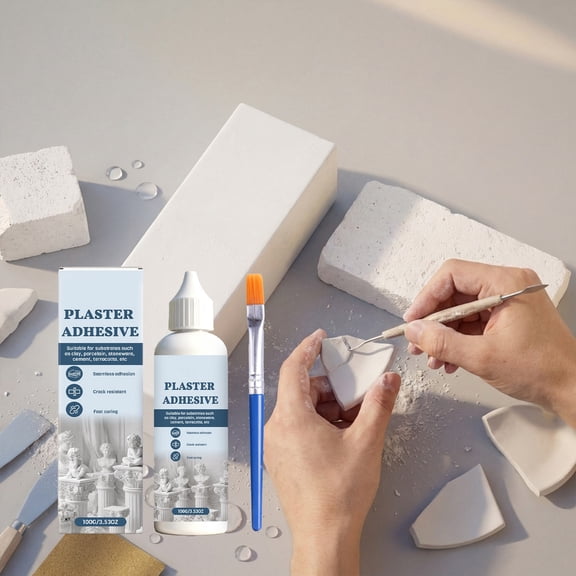 Plaster Repair Glue With Brush, Plastic, For Plaster, Ceramic And Craft Repair, Brush Apply Bonding Product