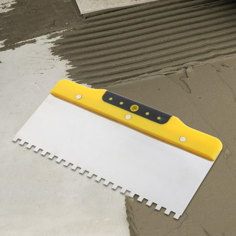 Plastering Trowel Drywall Trowel Wall Comb Trowel Grout Spreading Tools Concrete Notched Trowel Plaster Tiling Handheld Tile Flooring Trowel 250mm