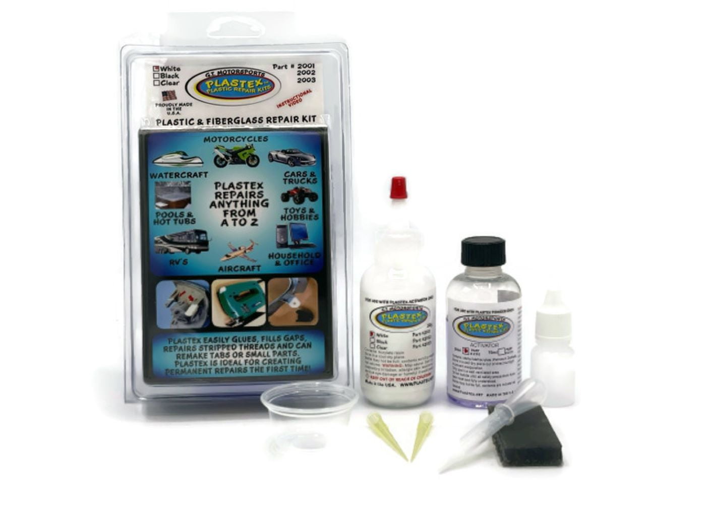 Plastex Plastic Repair Kits - Easily Glue, Repair or Remake Broken Plastic,  Fiberglass, Wood & More!. (Standard White Kit)