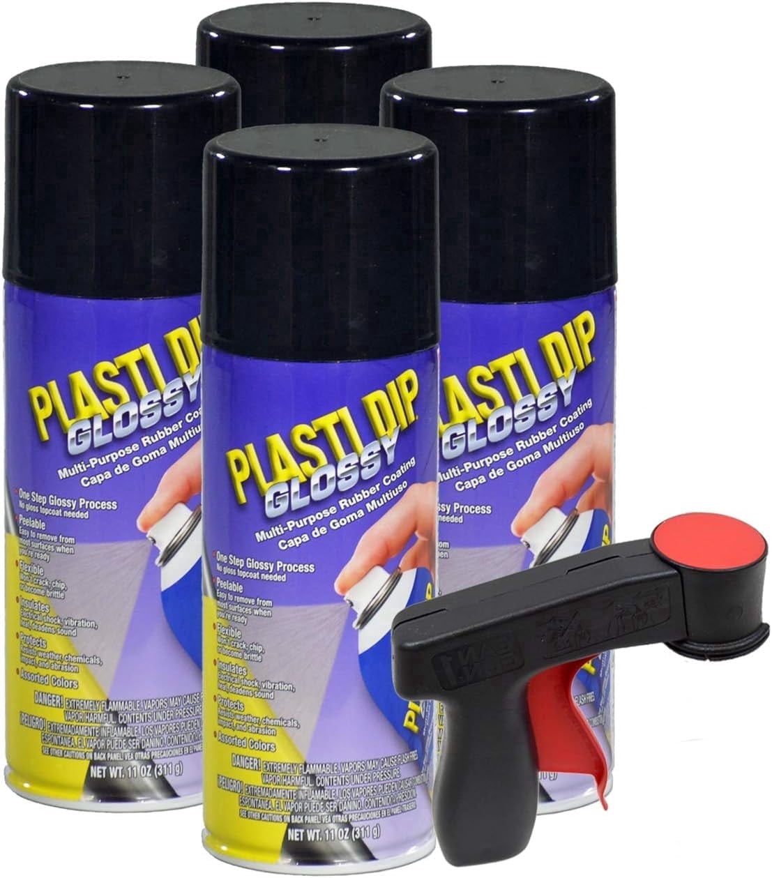 Plasti Dip Glossy Black Rim Kit, 11 oz Aerosol Pack of 4 cans bonus Cangun Tool