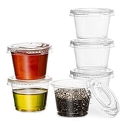 PlastiMade Clear Disposable Plastic Portion Cups with Lids (200 Sets - 1 Oz) - Disposable Condiment Cups, Sauce/Dip/Dressing Cups, Souffle Cups & Jello Shot Cups with Lids | Great Sampling Contai