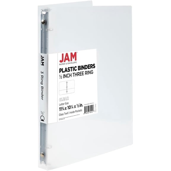 Plastic 0.5 inch Binder - Clear 3 Ring Sold Individually