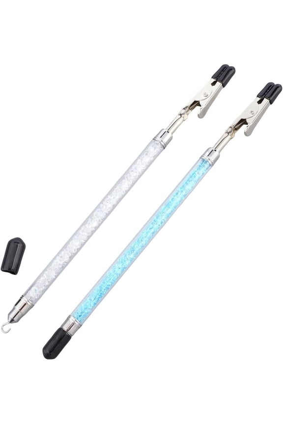 Plastic 1 Box 2Pcs 2 in 1 Bracelet Helper Tool Clip Metal Bracelet Clasp Blue White Stones Colorful Lightweight Portable Plastic Bracelets Wearing Clips for Jewelry Bracelet Necklace Supplies Plastic