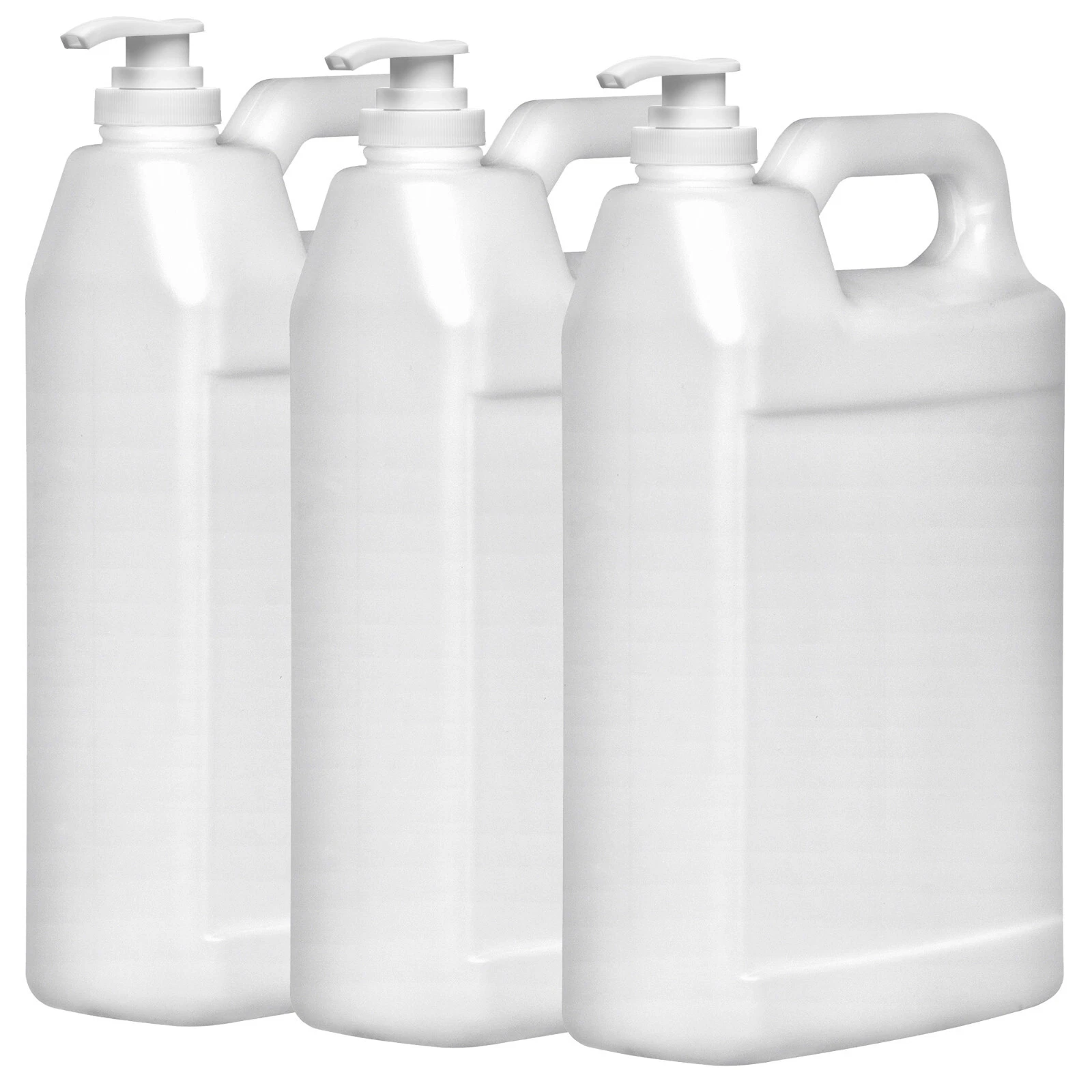 Plastic 1 Gallon Jug, F-Style, 38/400, Natural, HDPE, Jug w/ Push Pump (128oz) 3 Pack