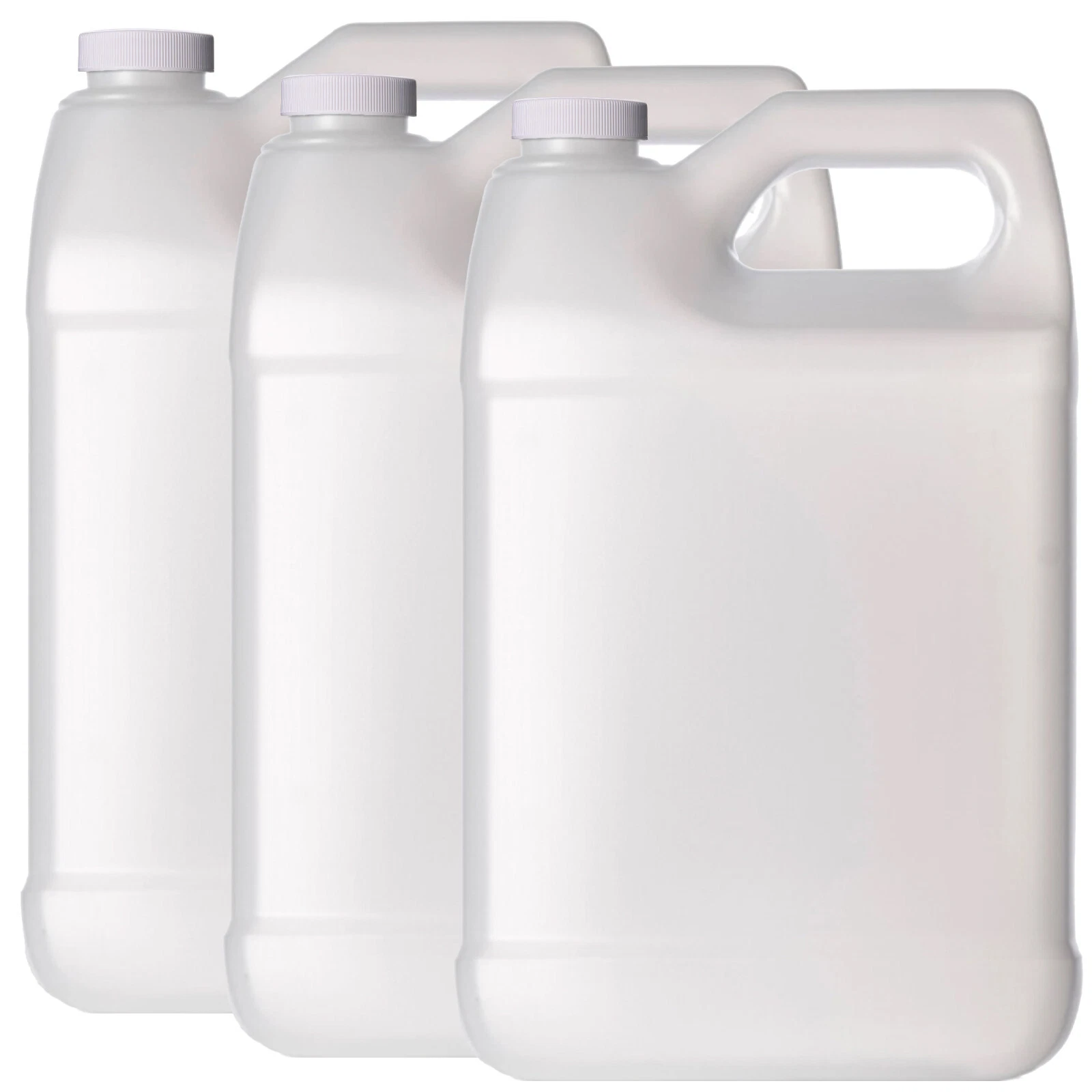 Plastic 1 Gallon Jug, F-Style, 38/400, Natural, HDPE, Jug w/ Ribbed Cap (128oz) 3 Pack