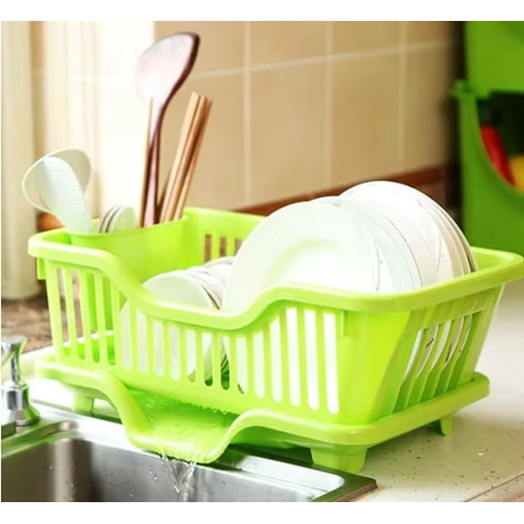 Plastic 1-Tier Drain Board Utensil Holder Dish Rack