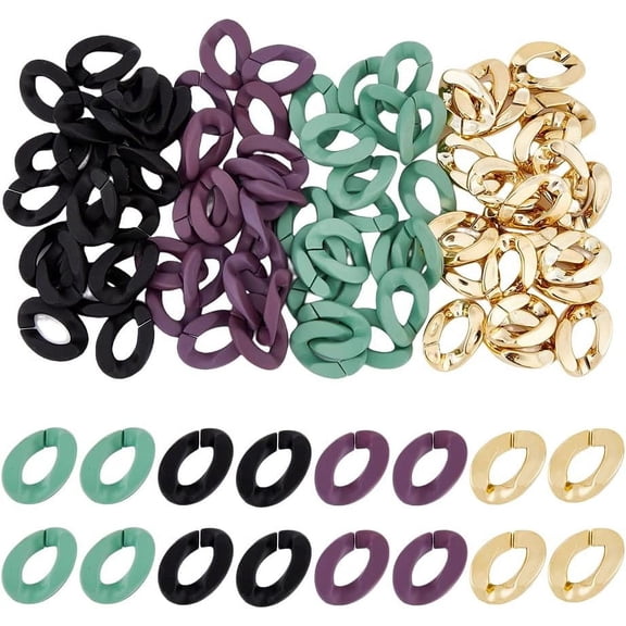 Plastic 120pcs Twist Linking Rings Including 60pcs 3 colors Spray Painted Acrylic Linking Rings and 60pcs ABS Plastic Curb Chain Connectors for Jewelry Chains Glasses Chains bag Chains Making