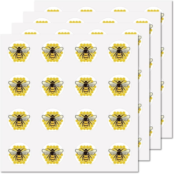 Plastic 128pcs Honey Bee Stickers Insect Vinyl Decal Self-Adhesive Waterproof Sticker Round Bulk Small Cartoon Stickers for Water Bottles Laptop Luggage Cup Computer Diary Skateboard 2.5x2.5cm