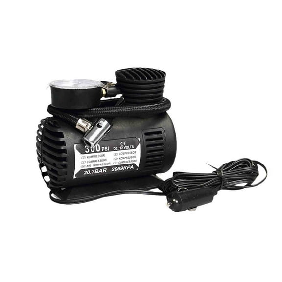 Plastic 12V Portable Car Tire Inflator Air Compressor Pump 120W With Mechanical Gauge Led Light 5.5X4.3Inch
