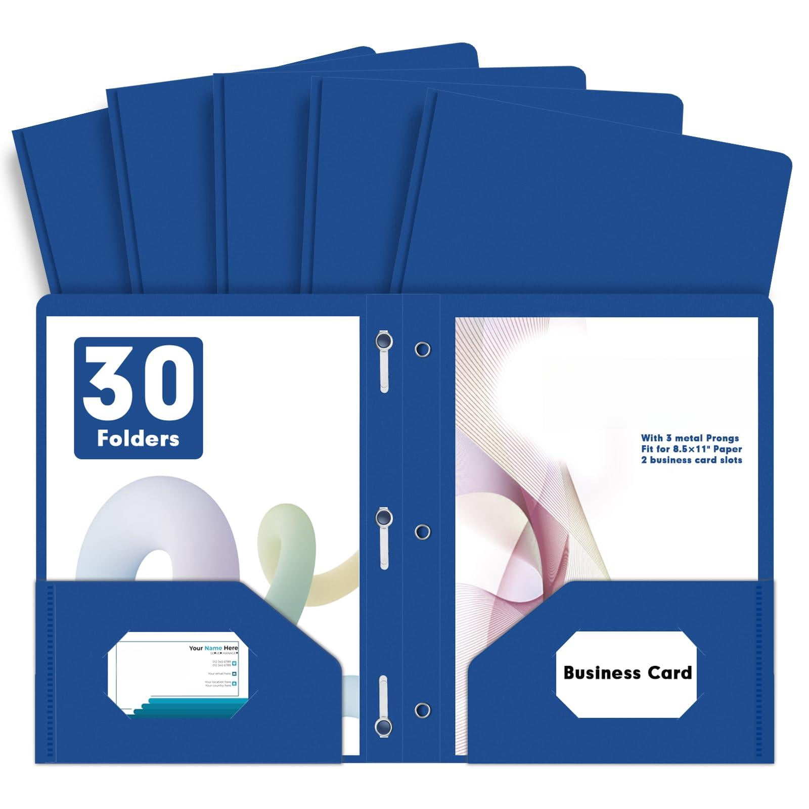 Plastic 2 Pocket Folders With Prongs  30 Pack Heavyweight Letter Size Poly 3 Metal Fastener Clips (blue)