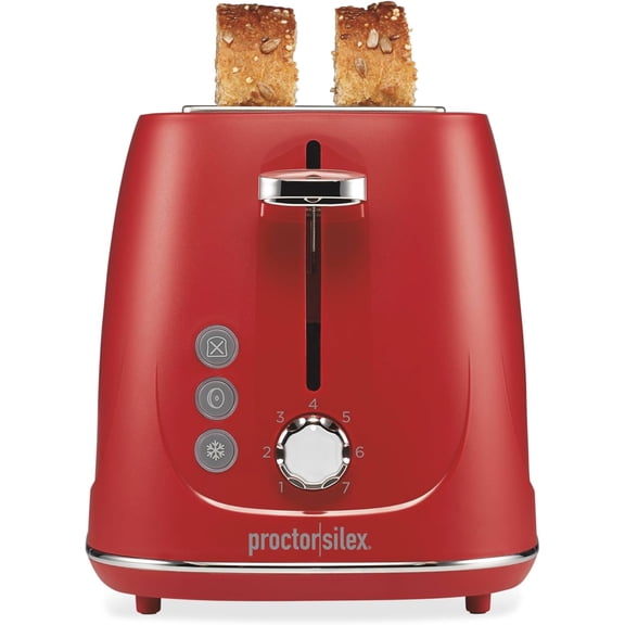Plastic 2 Slice Toaster, Bal, Defrost & Cancel Buttons, Browning Control With 7 Shades, Auto Shutoff, Slide-Out Crumb Tray, Red (22661)