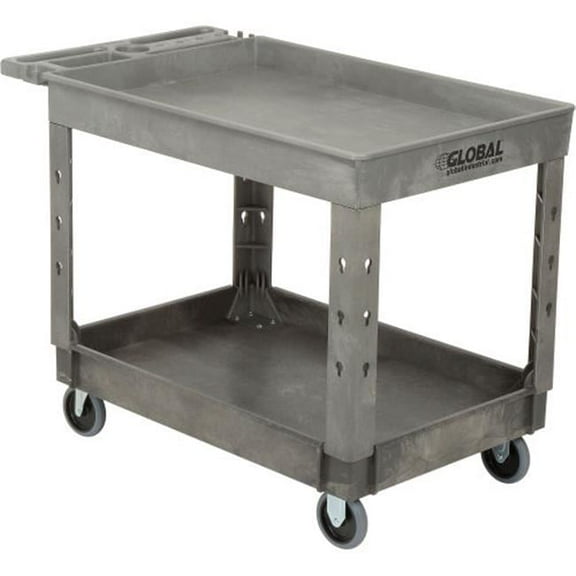 Plastic 2 Tray Black Shelf Maintenance & Utility Cart, 44 x 25.5, 8 in. Pneumatic